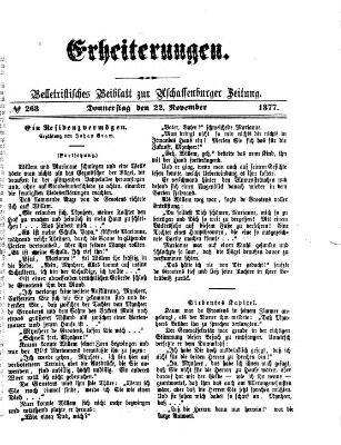 Erheiterungen (Aschaffenburger Zeitung) Donnerstag 22. November 1877