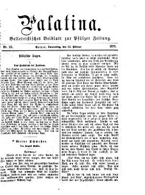 Palatina (Pfälzer Zeitung) Donnerstag 22. Februar 1877