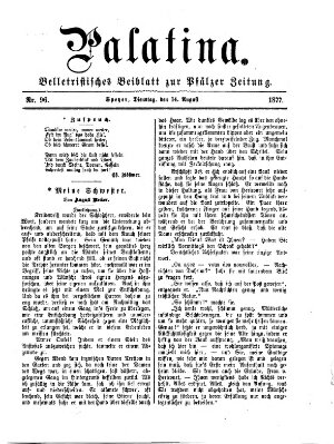 Palatina (Pfälzer Zeitung) Dienstag 14. August 1877