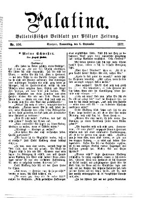 Palatina (Pfälzer Zeitung) Donnerstag 6. September 1877