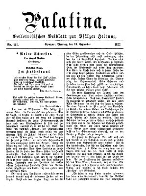 Palatina (Pfälzer Zeitung) Dienstag 18. September 1877
