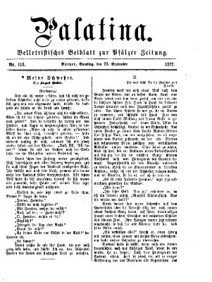 Palatina (Pfälzer Zeitung) Samstag 22. September 1877
