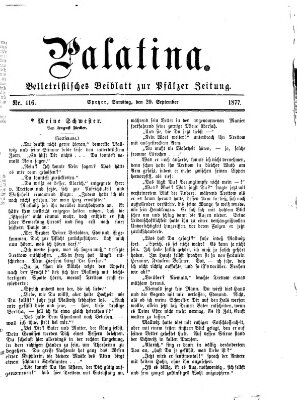 Palatina (Pfälzer Zeitung) Samstag 29. September 1877