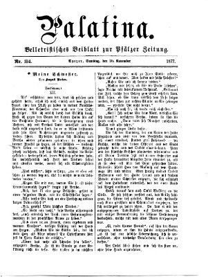 Palatina (Pfälzer Zeitung) Samstag 10. November 1877