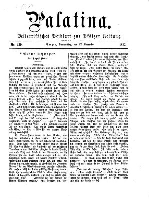 Palatina (Pfälzer Zeitung) Donnerstag 22. November 1877