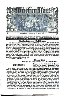Wochenblatt für das christliche Volk Sonntag 22. April 1877