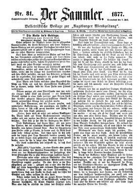 Der Sammler (Augsburger Abendzeitung) Samstag 7. Juli 1877