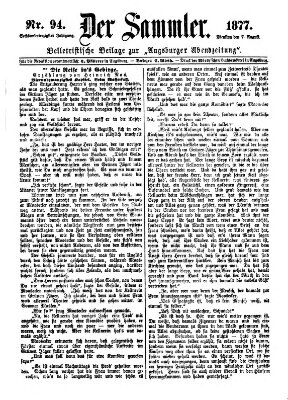 Der Sammler (Augsburger Abendzeitung) Dienstag 7. August 1877