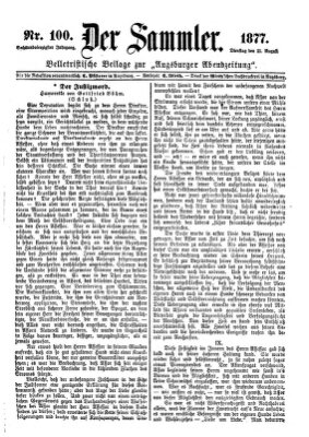Der Sammler (Augsburger Abendzeitung) Dienstag 21. August 1877