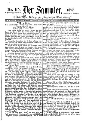 Der Sammler (Augsburger Abendzeitung) Dienstag 25. September 1877