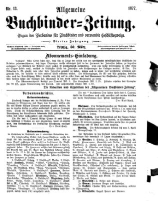 Allgemeine Buchbinderzeitung Freitag 30. März 1877