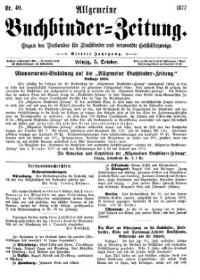 Allgemeine Buchbinderzeitung Freitag 5. Oktober 1877