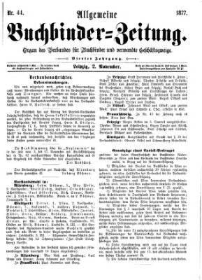 Allgemeine Buchbinderzeitung Freitag 2. November 1877