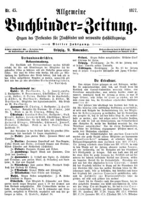 Allgemeine Buchbinderzeitung Freitag 9. November 1877