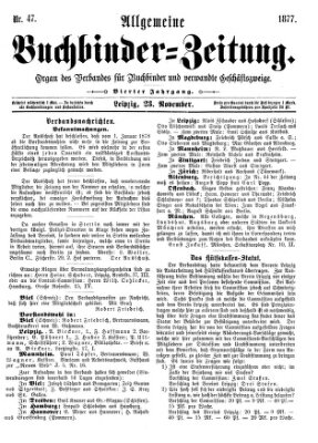 Allgemeine Buchbinderzeitung Freitag 23. November 1877