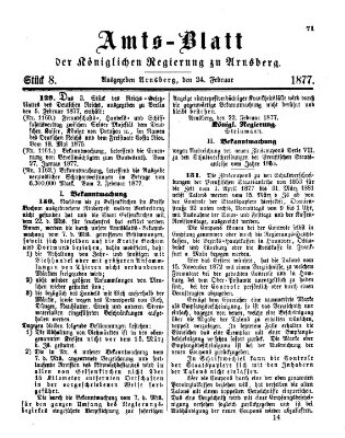 Amtsblatt für den Regierungsbezirk Arnsberg Samstag 24. Februar 1877