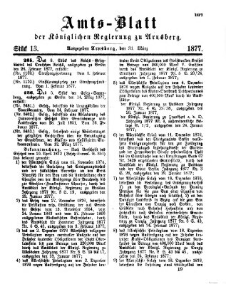 Amtsblatt für den Regierungsbezirk Arnsberg Samstag 31. März 1877