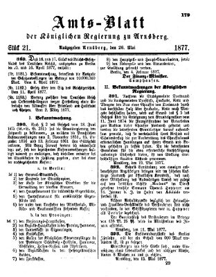 Amtsblatt für den Regierungsbezirk Arnsberg Samstag 26. Mai 1877