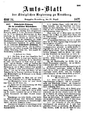 Amtsblatt für den Regierungsbezirk Arnsberg Samstag 25. August 1877