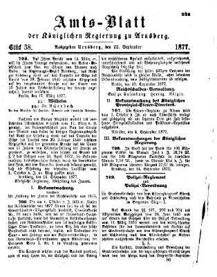 Amtsblatt für den Regierungsbezirk Arnsberg Samstag 22. September 1877
