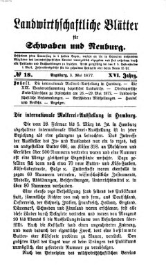 Landwirtschaftliche Blätter für Schwaben und Neuburg Donnerstag 3. Mai 1877