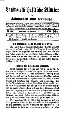 Landwirtschaftliche Blätter für Schwaben und Neuburg Donnerstag 27. Dezember 1877