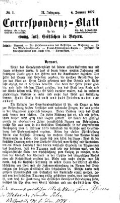 Korrespondenzblatt für die evangelisch-lutherischen Geistlichen in Bayern Donnerstag 4. Januar 1877