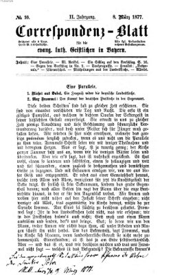 Korrespondenzblatt für die evangelisch-lutherischen Geistlichen in Bayern Donnerstag 8. März 1877