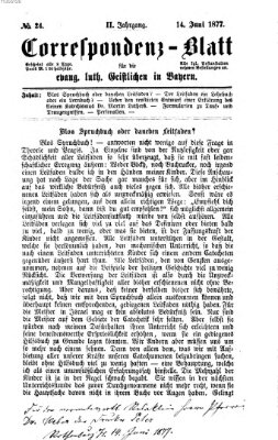 Korrespondenzblatt für die evangelisch-lutherischen Geistlichen in Bayern Donnerstag 14. Juni 1877