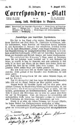 Korrespondenzblatt für die evangelisch-lutherischen Geistlichen in Bayern Donnerstag 9. August 1877