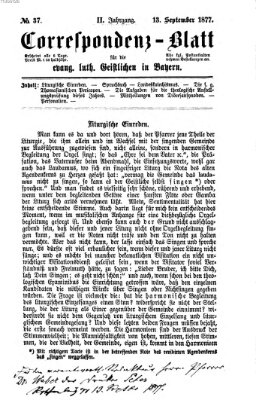 Korrespondenzblatt für die evangelisch-lutherischen Geistlichen in Bayern Donnerstag 13. September 1877