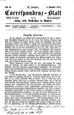 Korrespondenzblatt für die evangelisch-lutherischen Geistlichen in Bayern Donnerstag 4. Oktober 1877