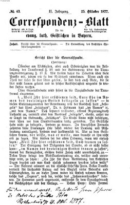 Korrespondenzblatt für die evangelisch-lutherischen Geistlichen in Bayern Donnerstag 25. Oktober 1877