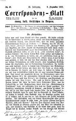 Korrespondenzblatt für die evangelisch-lutherischen Geistlichen in Bayern Donnerstag 6. Dezember 1877