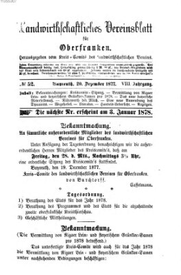 Landwirthschaftliches Vereinsblatt für Oberfranken Donnerstag 20. Dezember 1877