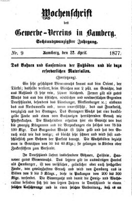 Wochenschrift des Gewerbe-Vereins der Stadt Bamberg Sonntag 22. April 1877