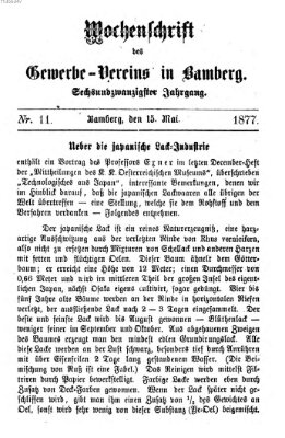 Wochenschrift des Gewerbe-Vereins der Stadt Bamberg Dienstag 15. Mai 1877