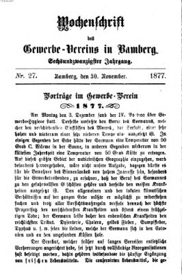 Wochenschrift des Gewerbe-Vereins der Stadt Bamberg Freitag 30. November 1877