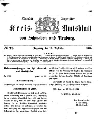 Königlich Bayerisches Kreis-Amtsblatt von Schwaben und Neuburg Mittwoch 19. September 1877