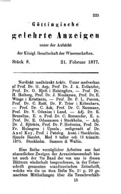 Göttingische gelehrte Anzeigen (Göttingische Zeitungen von gelehrten Sachen) Mittwoch 21. Februar 1877