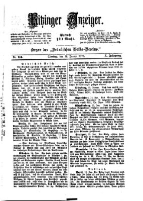 Kitzinger Anzeiger Dienstag 16. Januar 1877