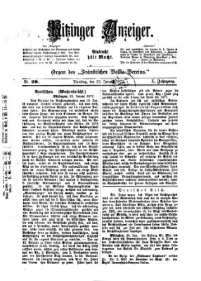 Kitzinger Anzeiger Dienstag 23. Januar 1877