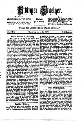 Kitzinger Anzeiger Donnerstag 3. Mai 1877