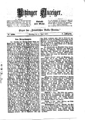 Kitzinger Anzeiger Dienstag 5. Juni 1877