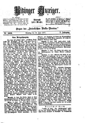 Kitzinger Anzeiger Dienstag 19. Juni 1877