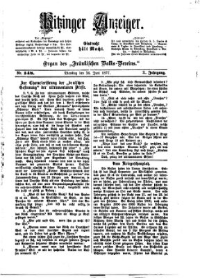 Kitzinger Anzeiger Dienstag 26. Juni 1877