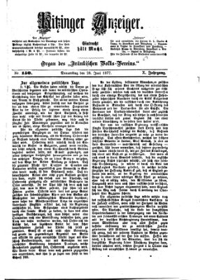 Kitzinger Anzeiger Donnerstag 28. Juni 1877