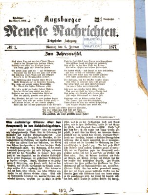 Augsburger neueste Nachrichten Montag 1. Januar 1877