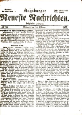 Augsburger neueste Nachrichten Mittwoch 14. Februar 1877