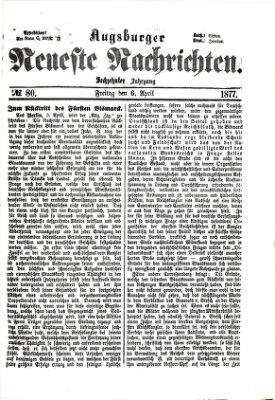 Augsburger neueste Nachrichten Freitag 6. April 1877